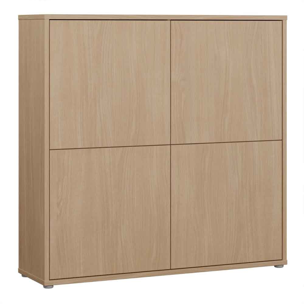 Ansley Wooden Large Storage Cabinet with 4 Doors in Elegancia Oak