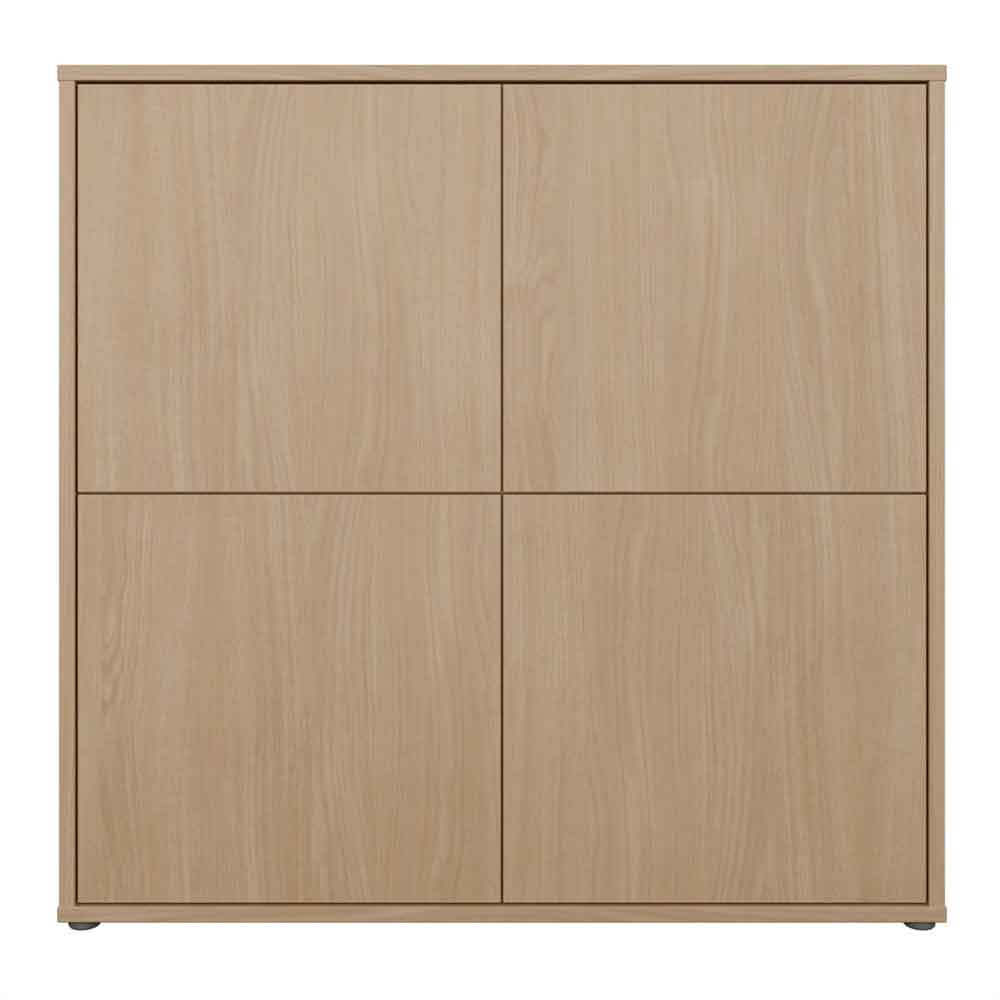 Ansley Wooden Large Storage Cabinet with 4 Doors in Elegancia Oak