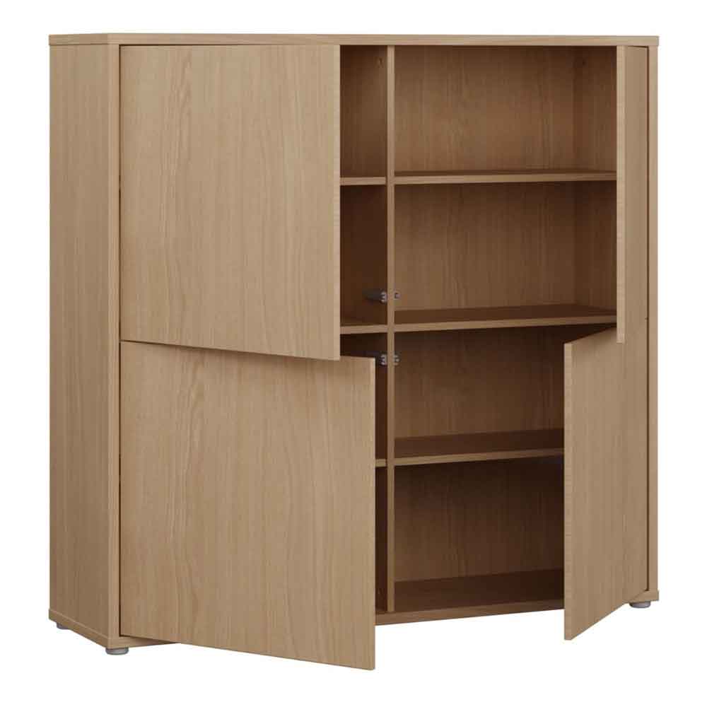 Ansley Wooden Large Storage Cabinet with 4 Doors in Elegancia Oak