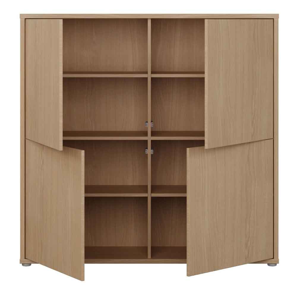 Ansley Wooden Large Storage Cabinet with 4 Doors in Elegancia Oak