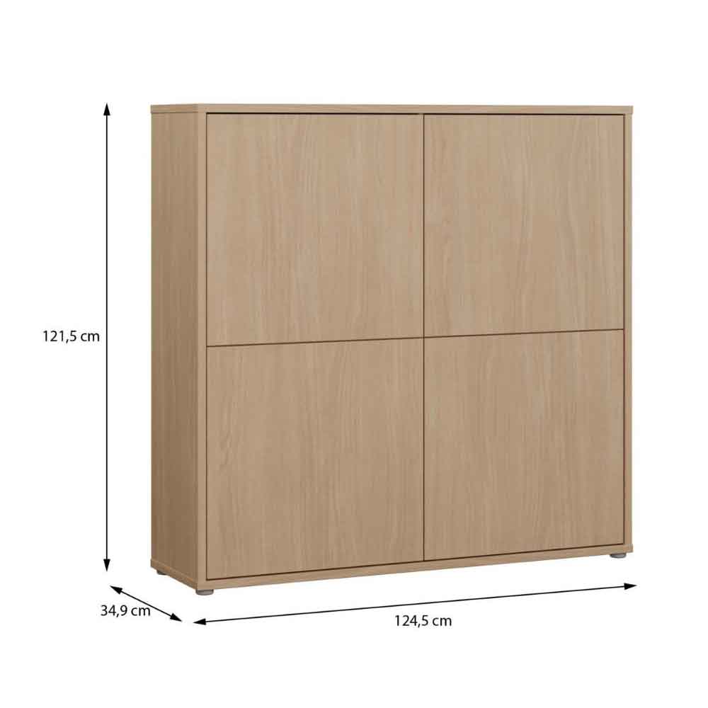Ansley Wooden Large Storage Cabinet with 4 Doors in Elegancia Oak
