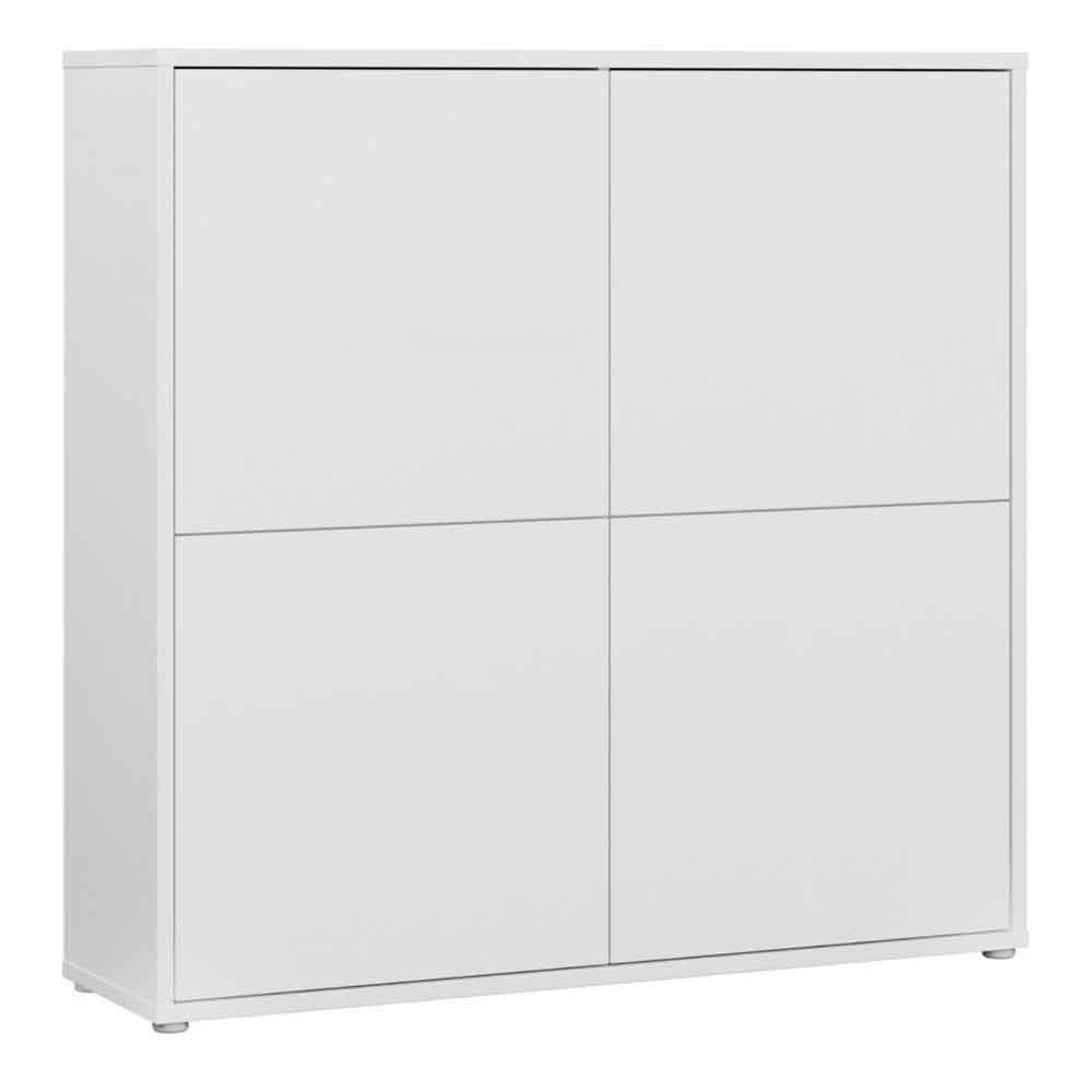 Ansley Wooden Large Storage Cabinet with 4 Doors in Light Grey