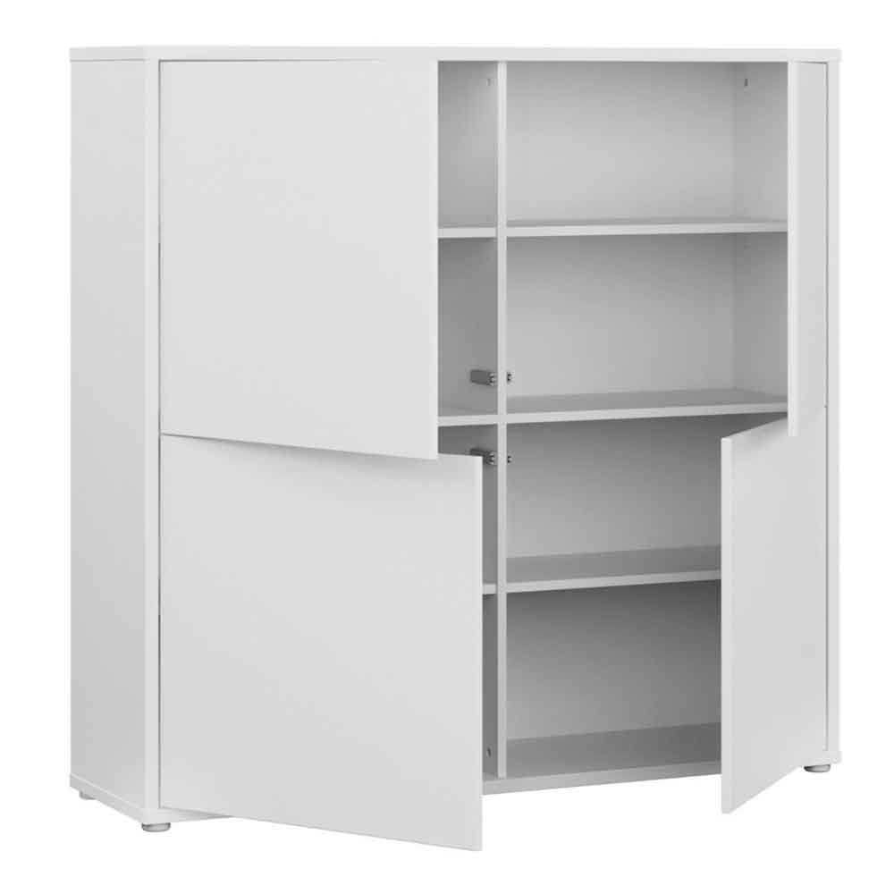 Ansley Wooden Large Storage Cabinet with 4 Doors in Light Grey