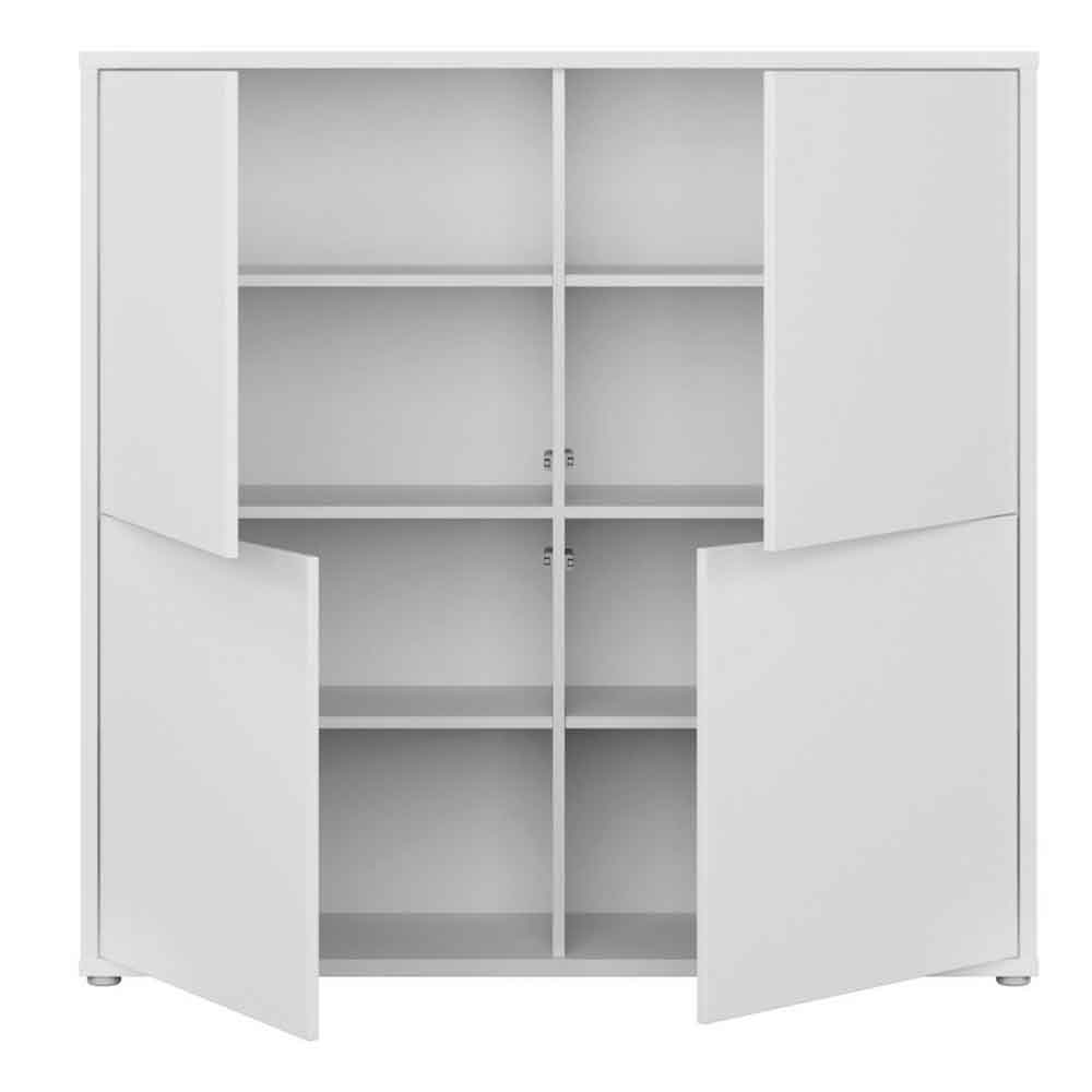 Ansley Wooden Large Storage Cabinet with 4 Doors in Light Grey