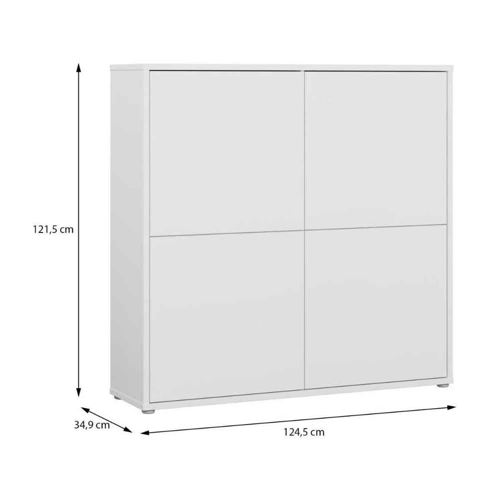 Ansley Wooden Large Storage Cabinet with 4 Doors in Light Grey
