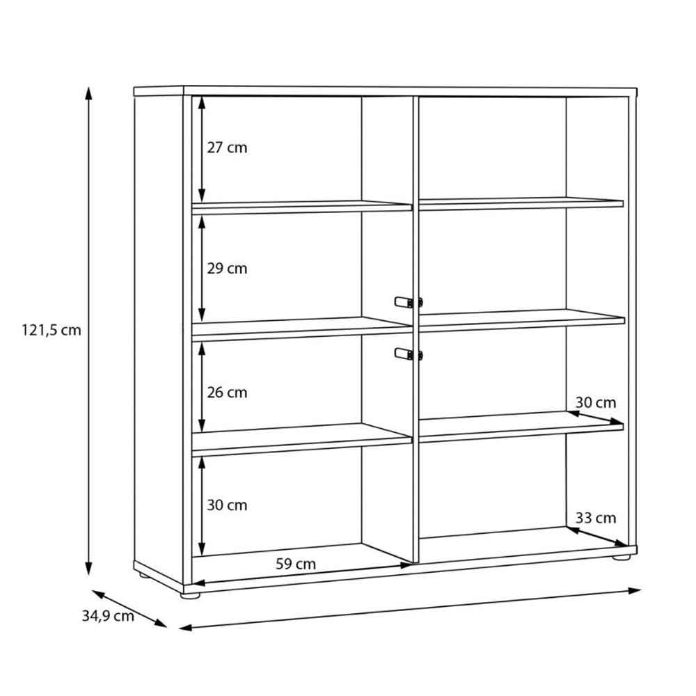 Ansley Wooden Large Storage Cabinet with 4 Doors in Light Grey