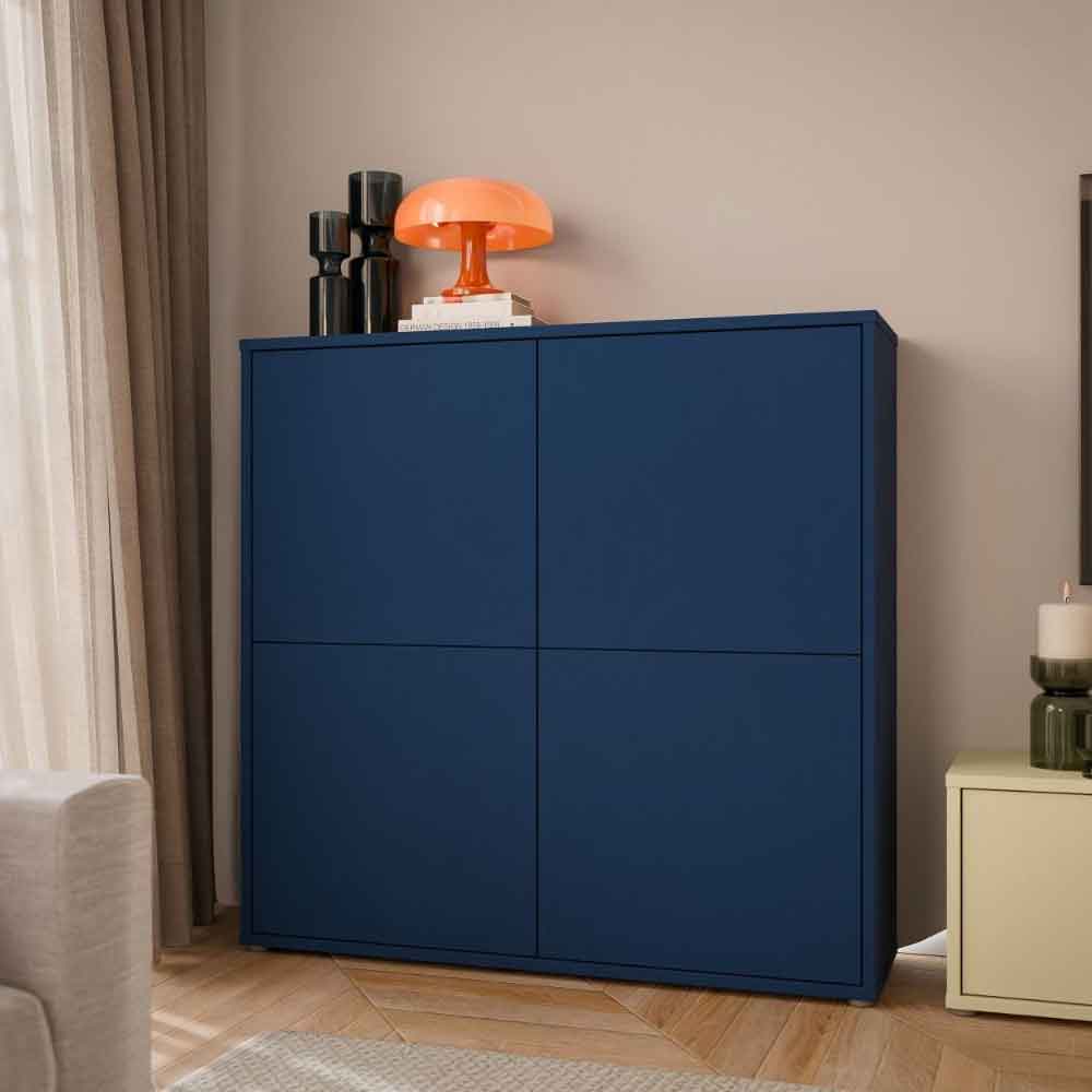 Ansley Wooden Large Storage Cabinet with 4 Doors in Night Blue