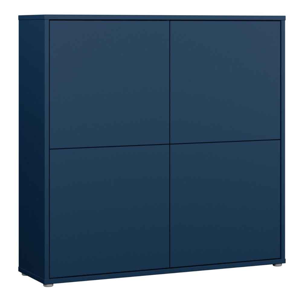 Ansley Wooden Large Storage Cabinet with 4 Doors in Night Blue