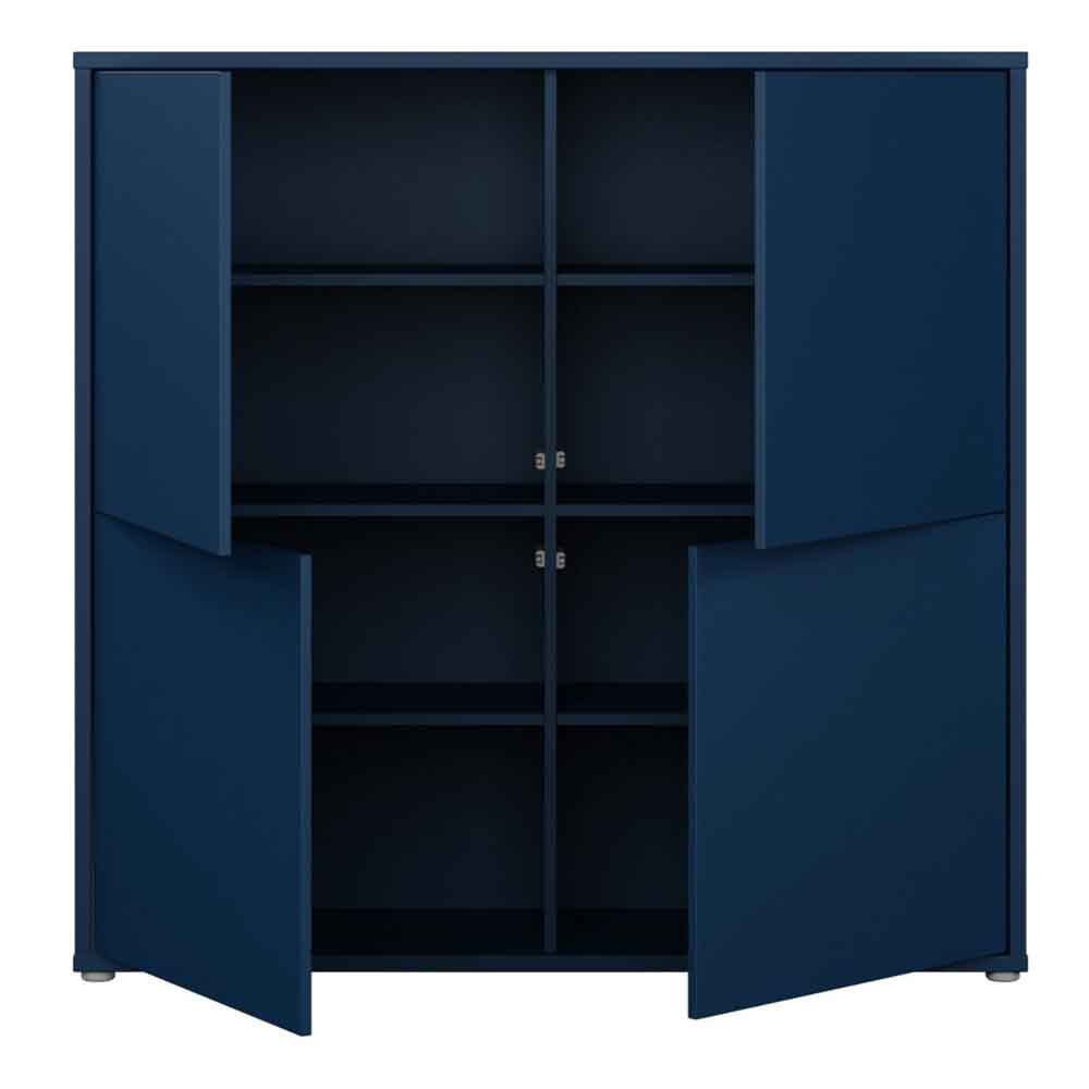Ansley Wooden Large Storage Cabinet with 4 Doors in Night Blue