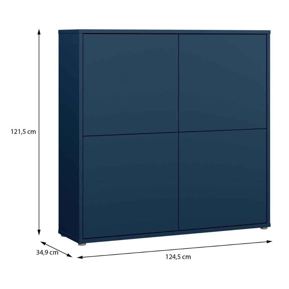 Ansley Wooden Large Storage Cabinet with 4 Doors in Night Blue