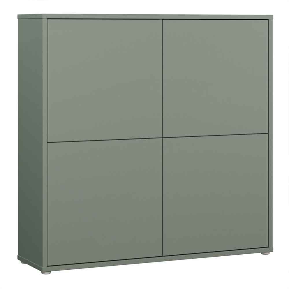 Ansley Wooden Large Storage Cabinet with 4 Doors in Sage Green