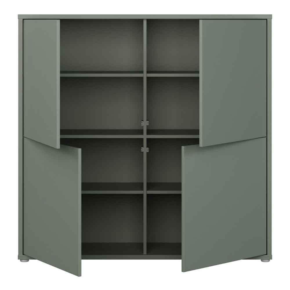 Ansley Wooden Large Storage Cabinet with 4 Doors in Sage Green