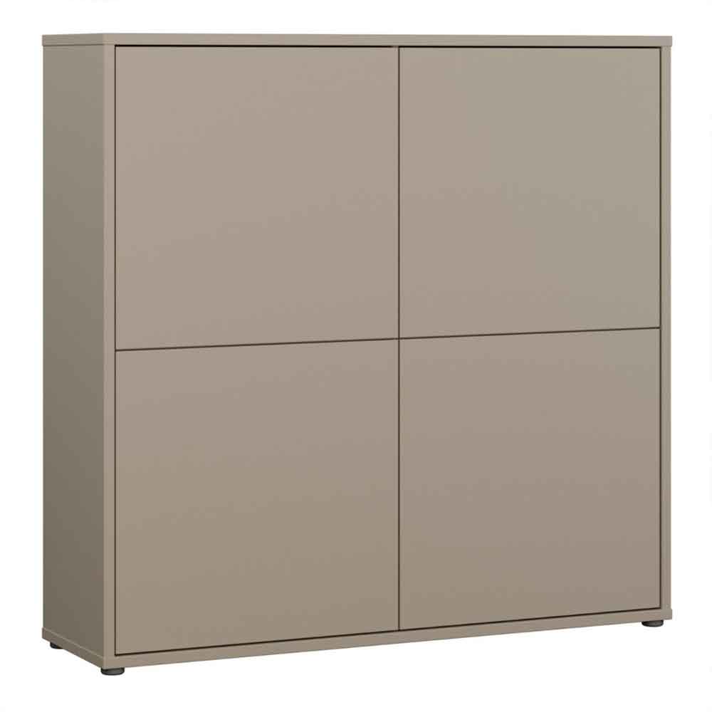 Ansley Wooden Large Storage Cabinet with 4 Doors in Taupe