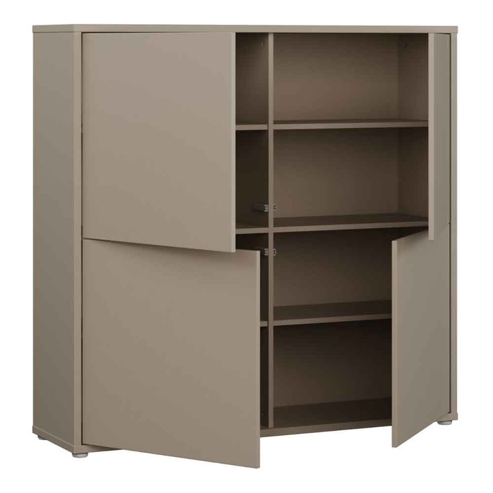 Ansley Wooden Large Storage Cabinet with 4 Doors in Taupe
