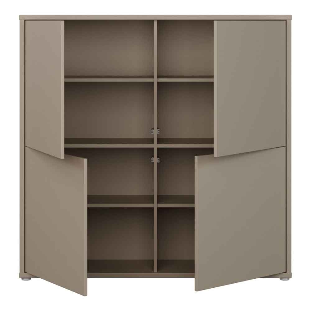 Ansley Wooden Large Storage Cabinet with 4 Doors in Taupe