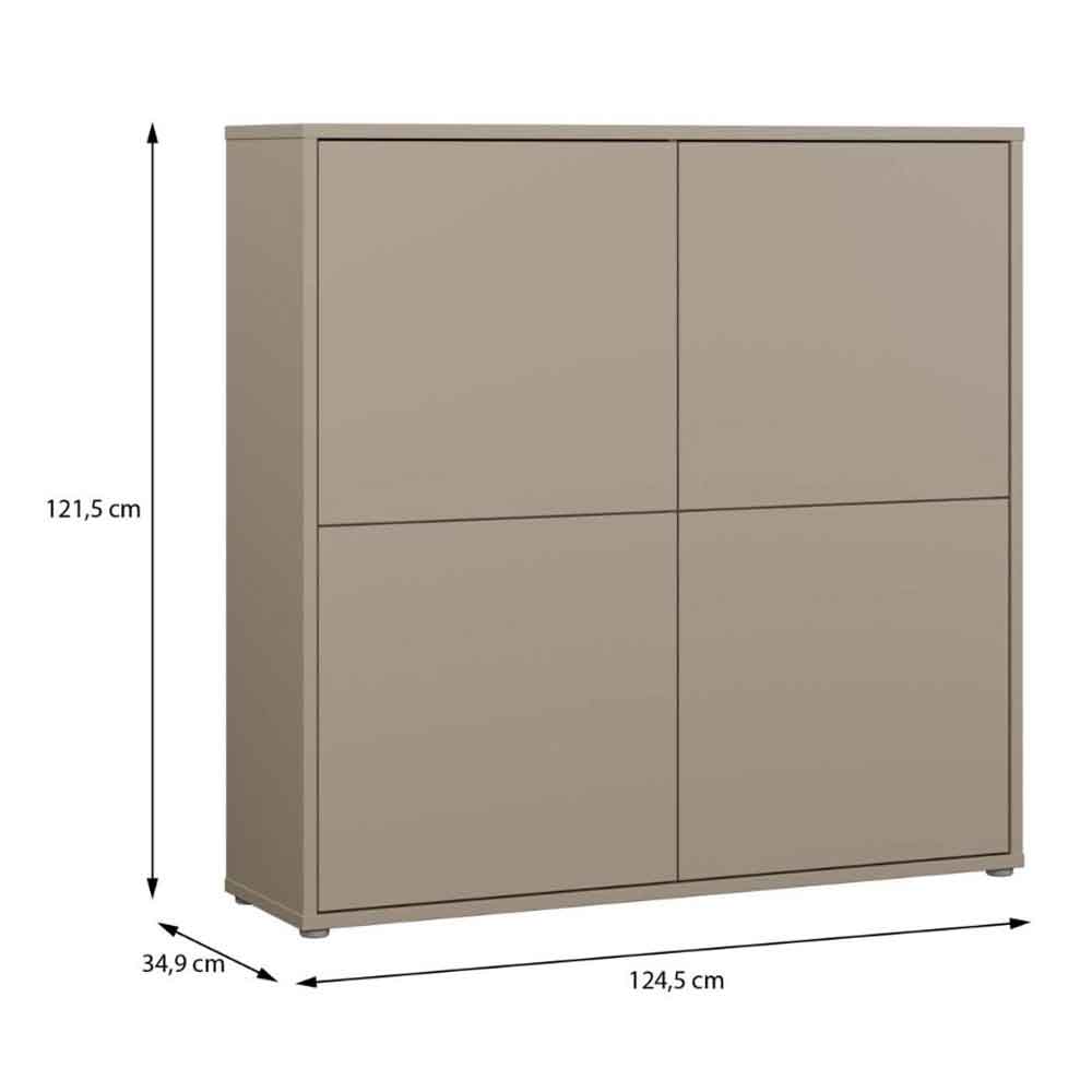 Ansley Wooden Large Storage Cabinet with 4 Doors in Taupe