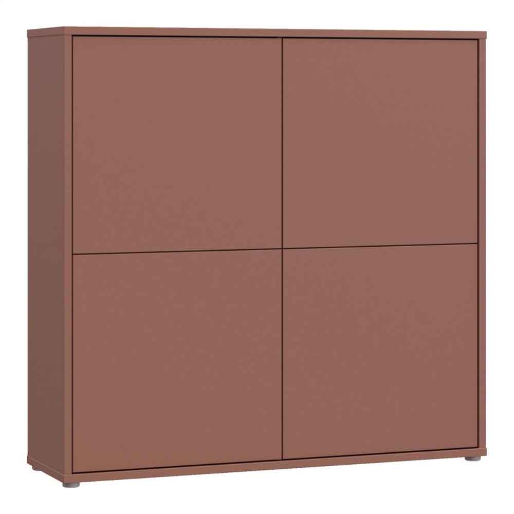 Ansley Wooden Large Storage Cabinet with 4 Doors in Terracotta