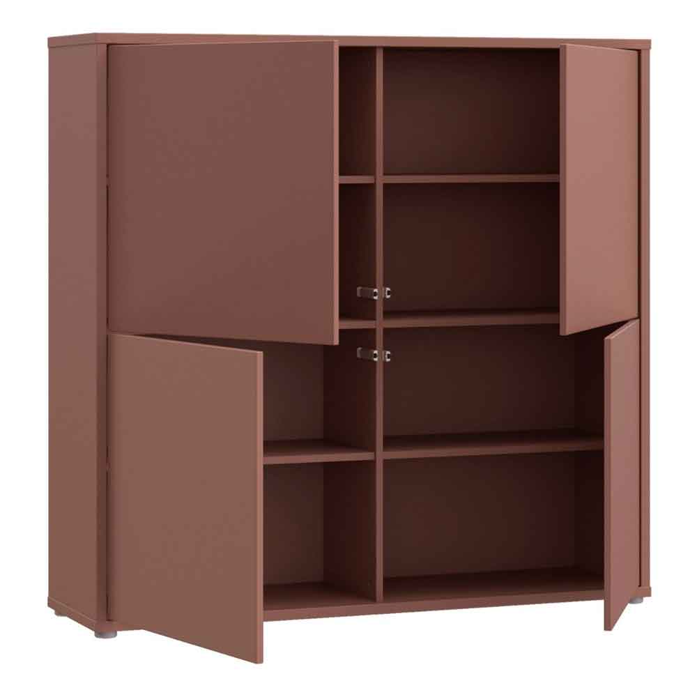 Ansley Wooden Large Storage Cabinet with 4 Doors in Terracotta