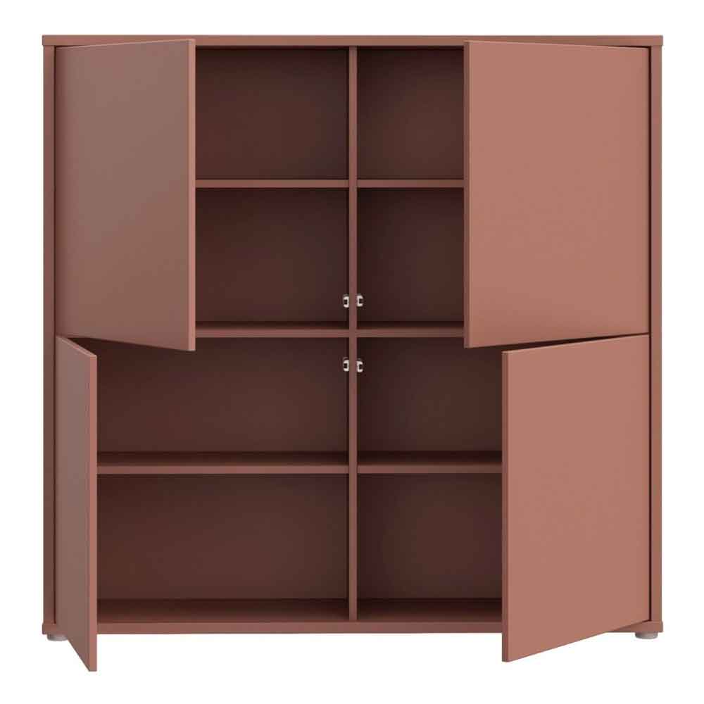 Ansley Wooden Large Storage Cabinet with 4 Doors in Terracotta