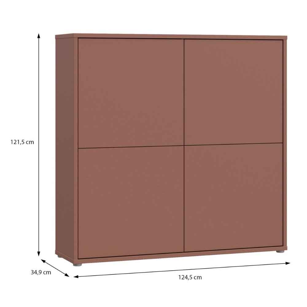 Ansley Wooden Large Storage Cabinet with 4 Doors in Terracotta