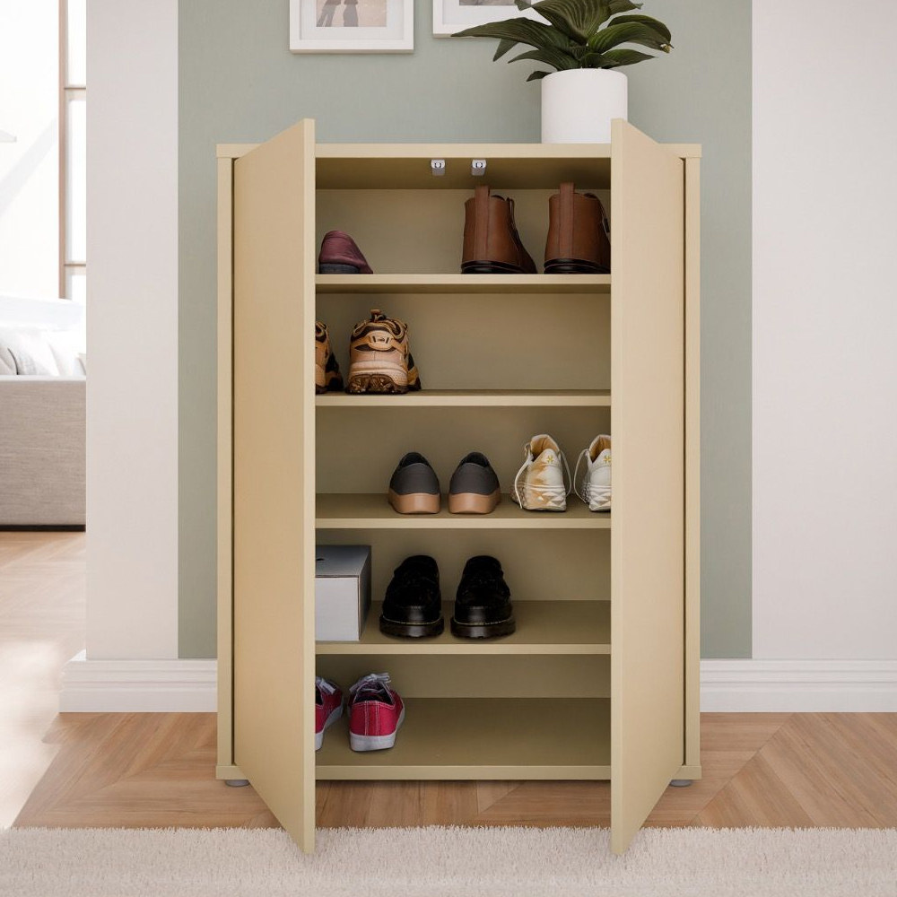 Ansley Wooden Shoe Storage Cabinet with 2 Doors in Butter Yellow
