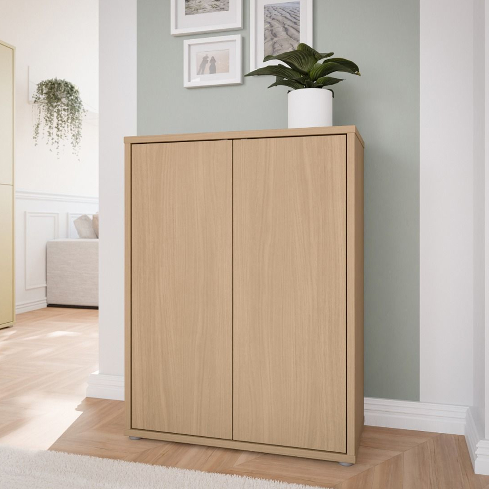Ansley Wooden Shoe Storage Cabinet with 2 Doors in Elegancia Oak_Discontinued