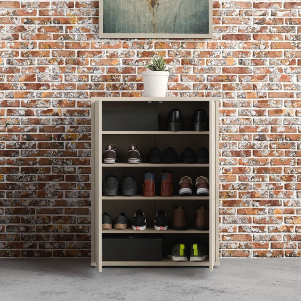 Ansley Wooden Shoe Storage Cabinet with 2 Doors in Sand