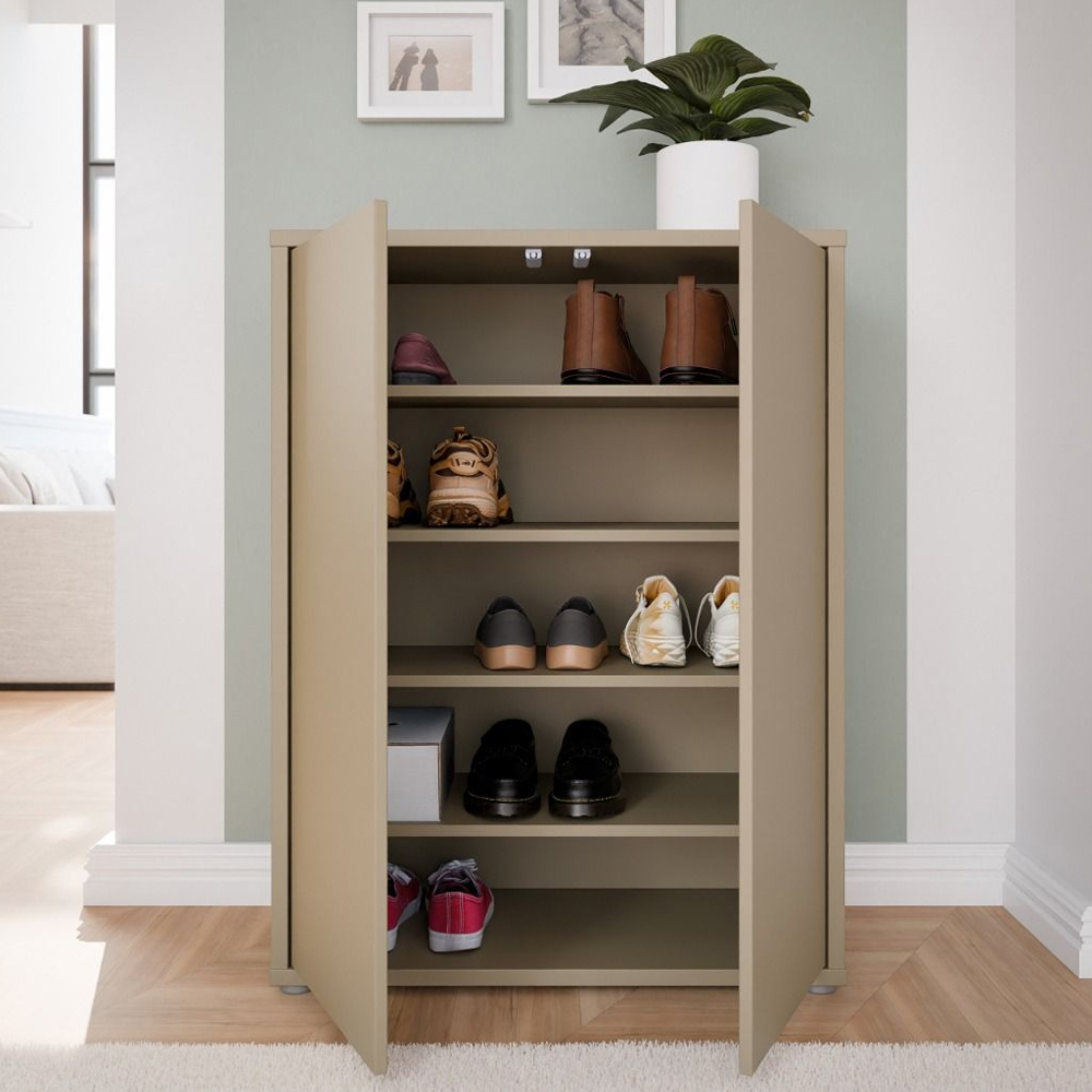 Ansley Wooden Shoe Storage Cabinet with 2 Doors in Taupe