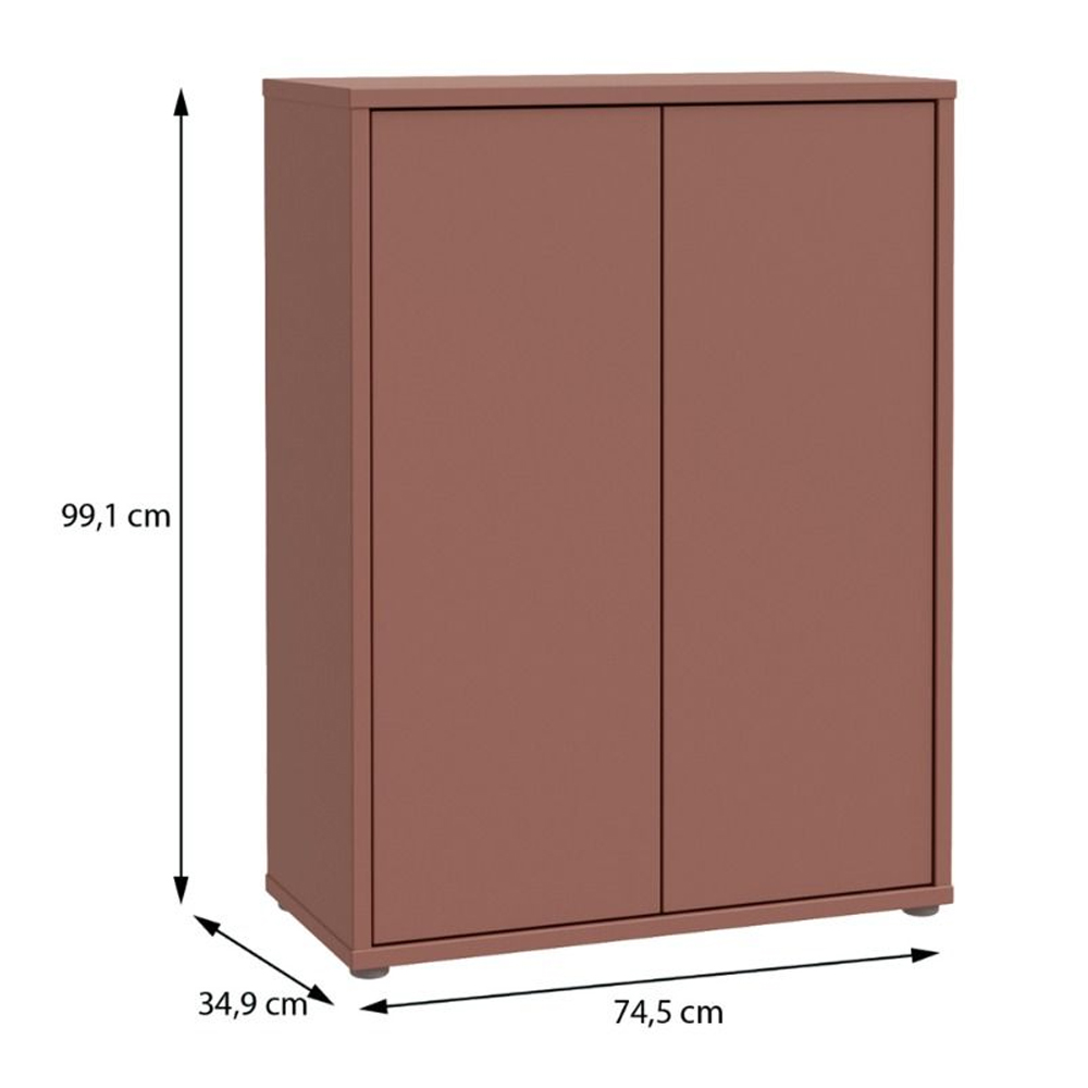 Ansley Wooden Shoe Storage Cabinet with 2 Doors in Terracotta