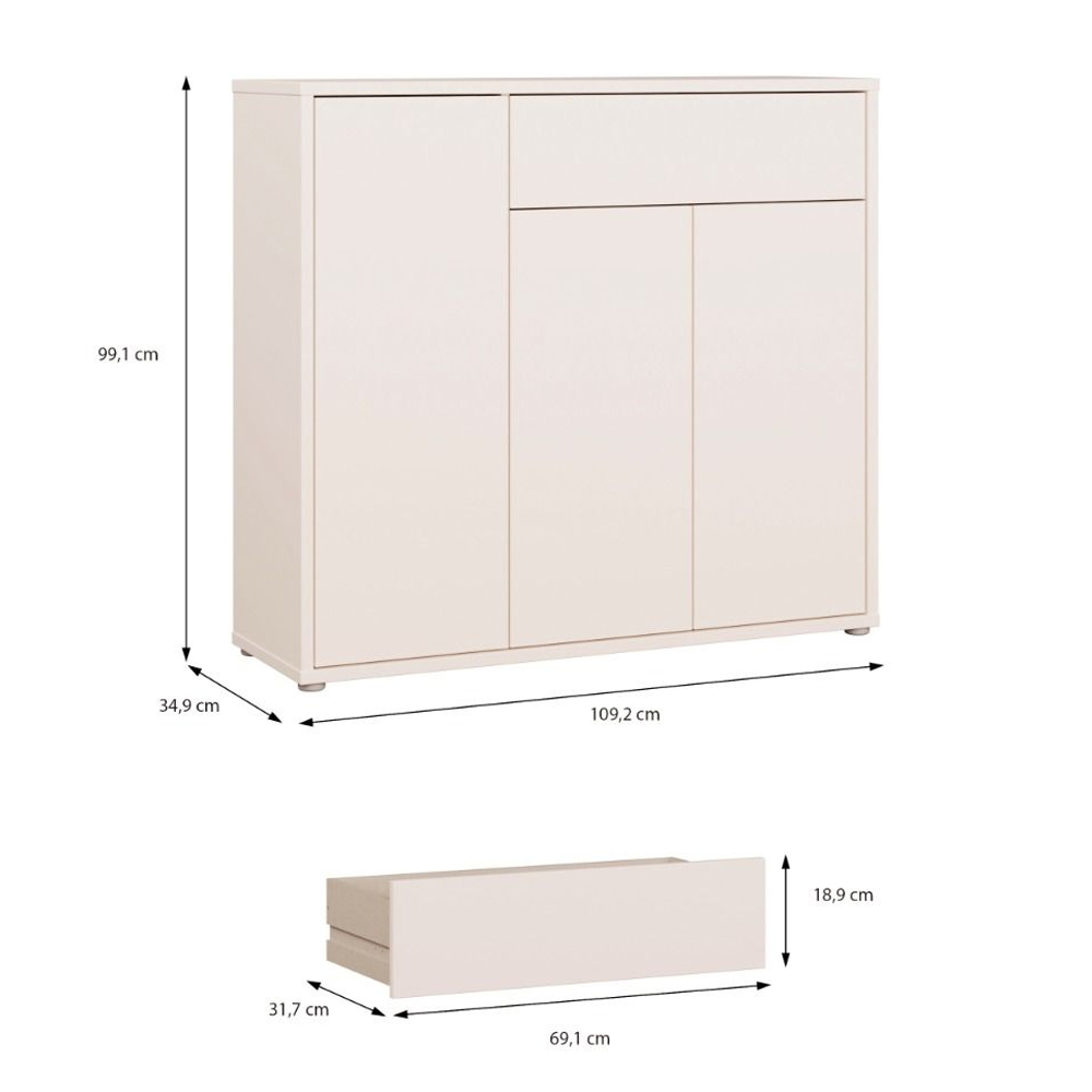 Ansley Wooden Shoe Storage Cabinet with 3 Doors and 1 Drawer in Sand