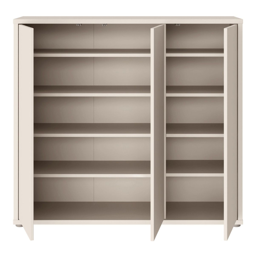 Ansley Wooden Shoe Storage Cabinet with 3 Doors in Sand