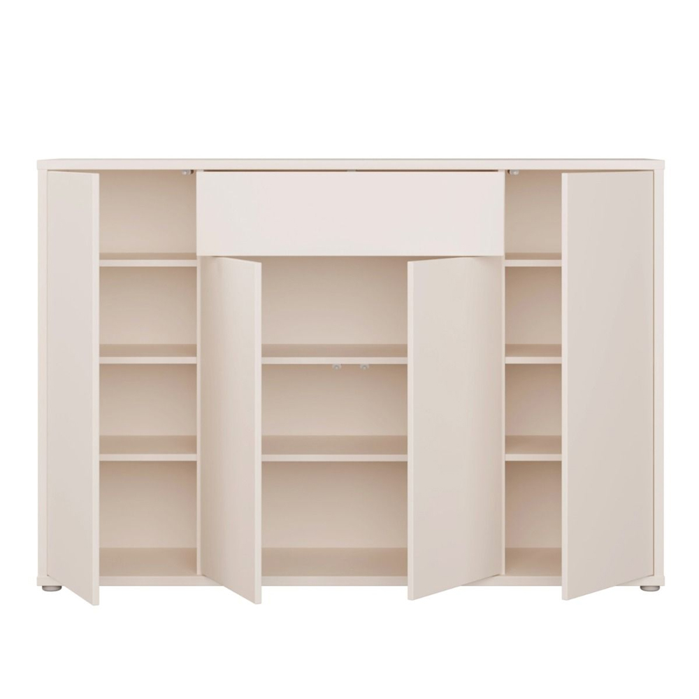 Ansley Wooden Shoe Storage Cabinet with 4 Doors and 1 Drawer in Sand