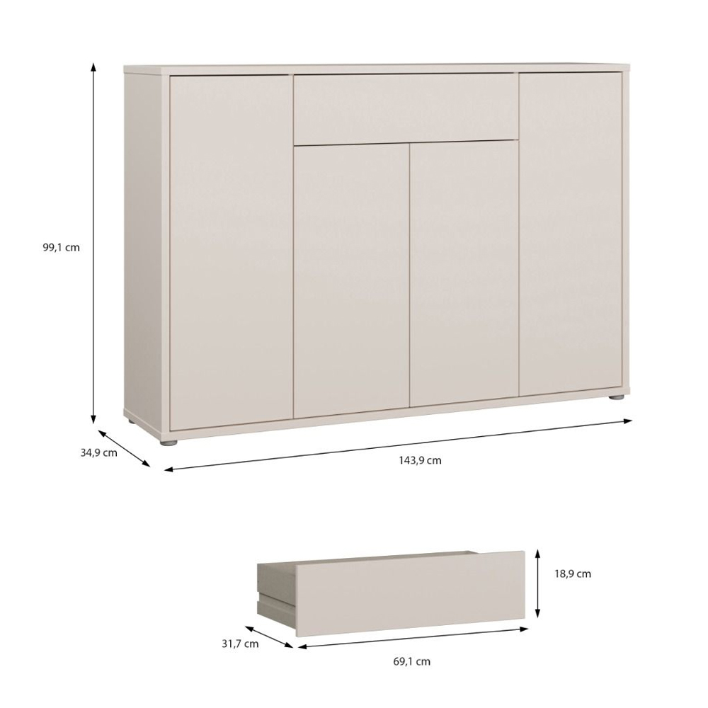 Ansley Wooden Shoe Storage Cabinet with 4 Doors and 1 Drawer in Sand