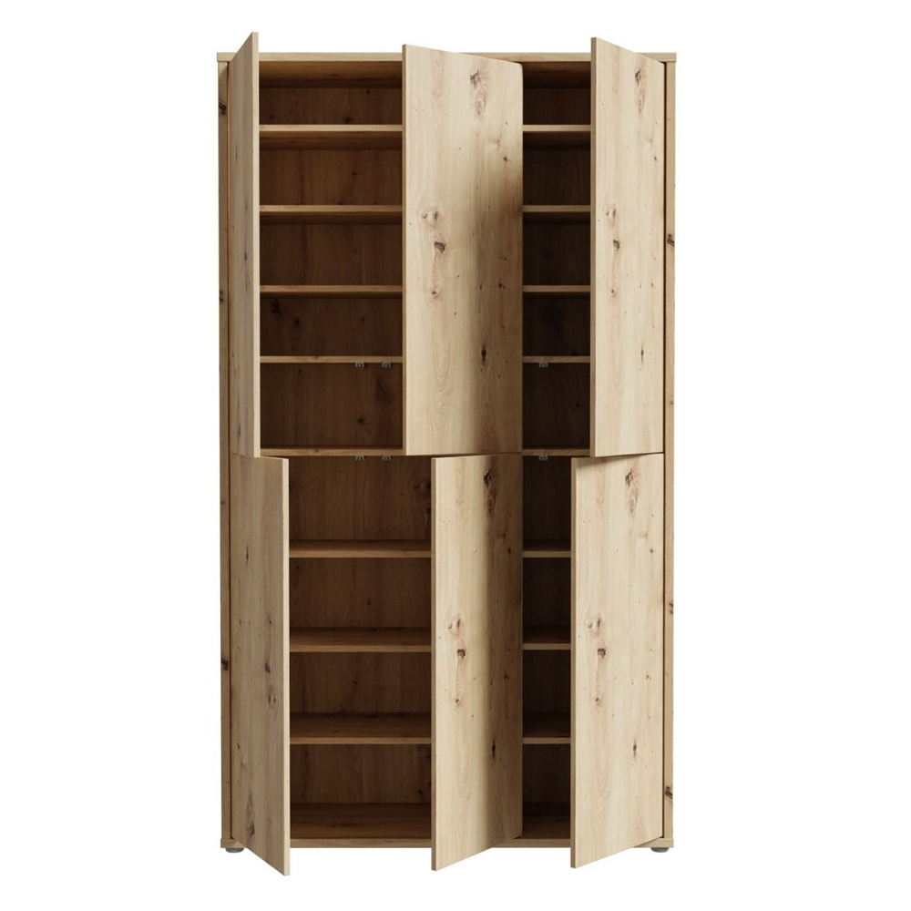 Ansley Wooden Shoe Storage Cabinet with 6 Doors in Artisan Oak