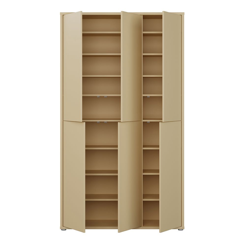 Ansley Wooden Shoe Storage Cabinet with 6 Doors in Butter Yellow