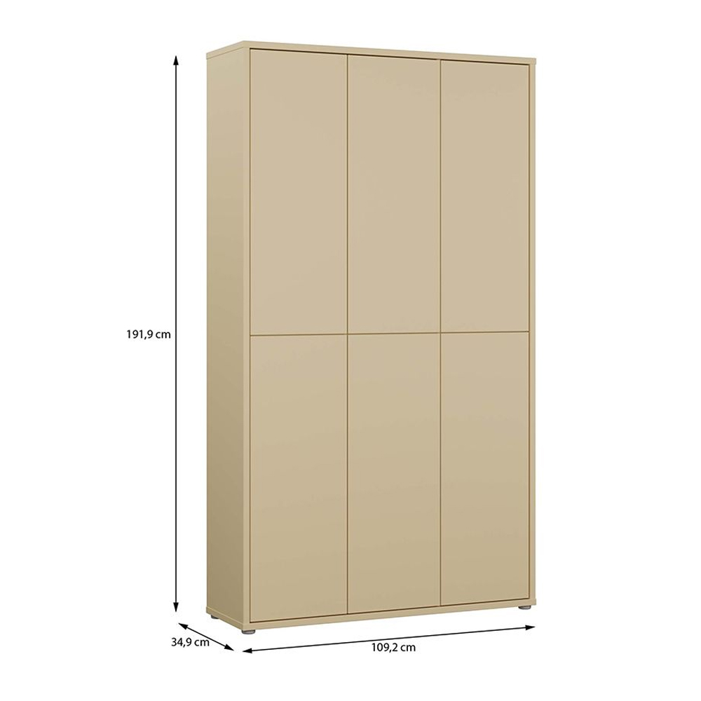 Ansley Wooden Shoe Storage Cabinet with 6 Doors in Butter Yellow