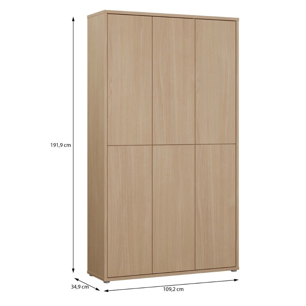 Ansley Wooden Shoe Storage Cabinet with 6 Doors in Elegancia Oak