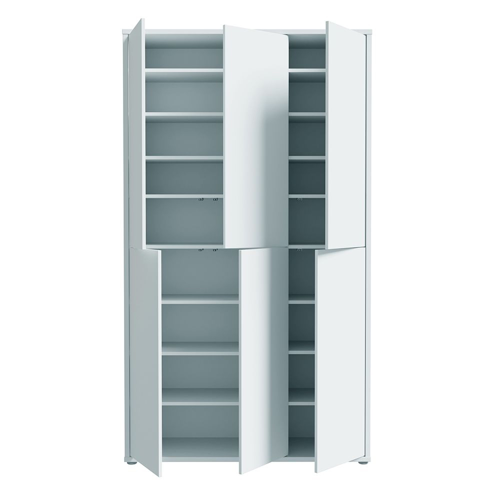 Ansley Wooden Shoe Storage Cabinet with 6 Doors in Light Grey