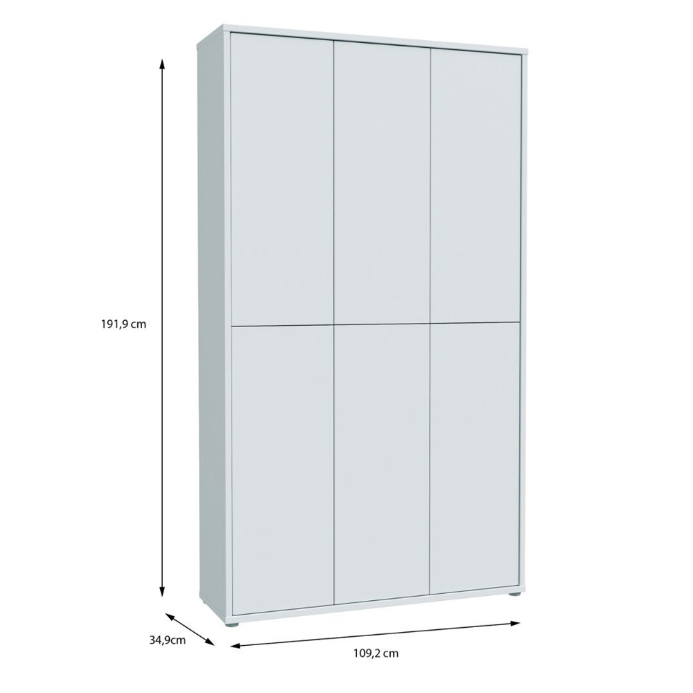 Ansley Wooden Shoe Storage Cabinet with 6 Doors in Light Grey
