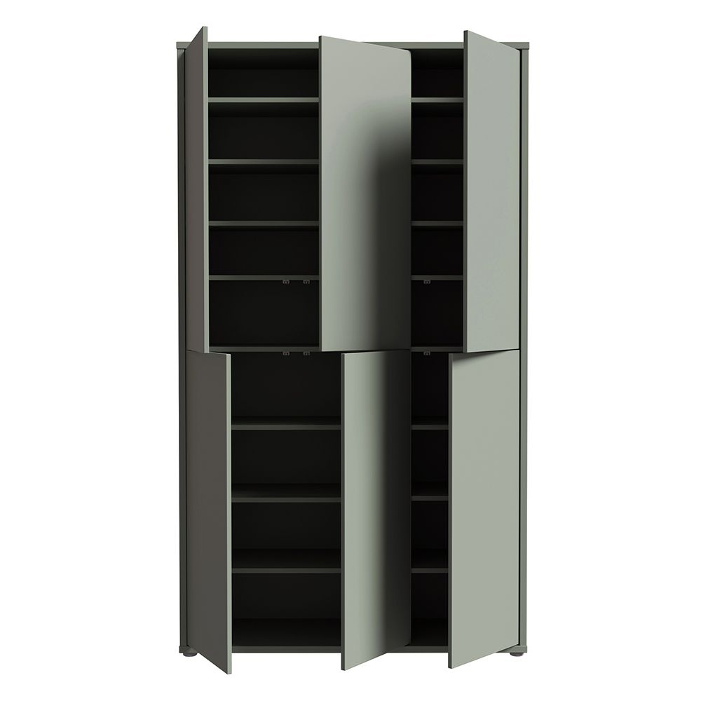 Ansley Wooden Shoe Storage Cabinet with 6 Doors in Sage Green