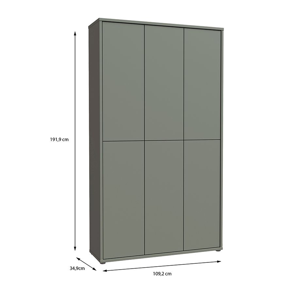 Ansley Wooden Shoe Storage Cabinet with 6 Doors in Sage Green