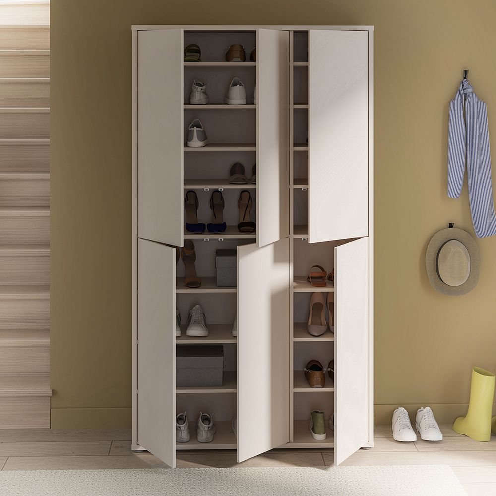 Ansley Wooden Shoe Storage Cabinet with 6 Doors in Sand