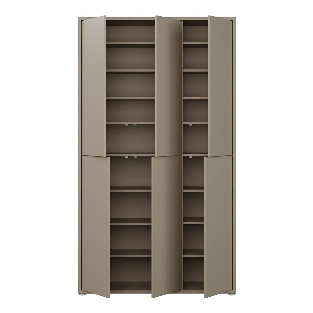 Ansley Wooden Shoe Storage Cabinet with 6 Doors in Taupe