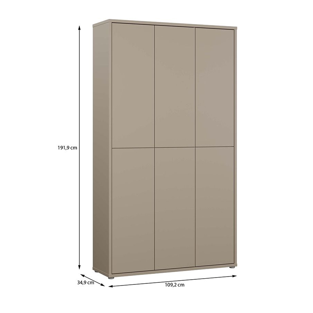 Ansley Wooden Shoe Storage Cabinet with 6 Doors in Taupe