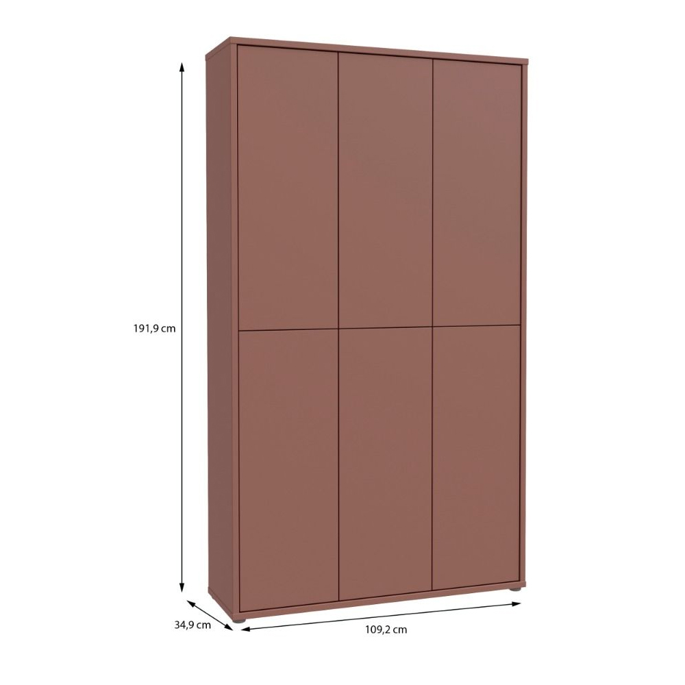 Ansley Wooden Shoe Storage Cabinet with 6 Doors in Terracotta