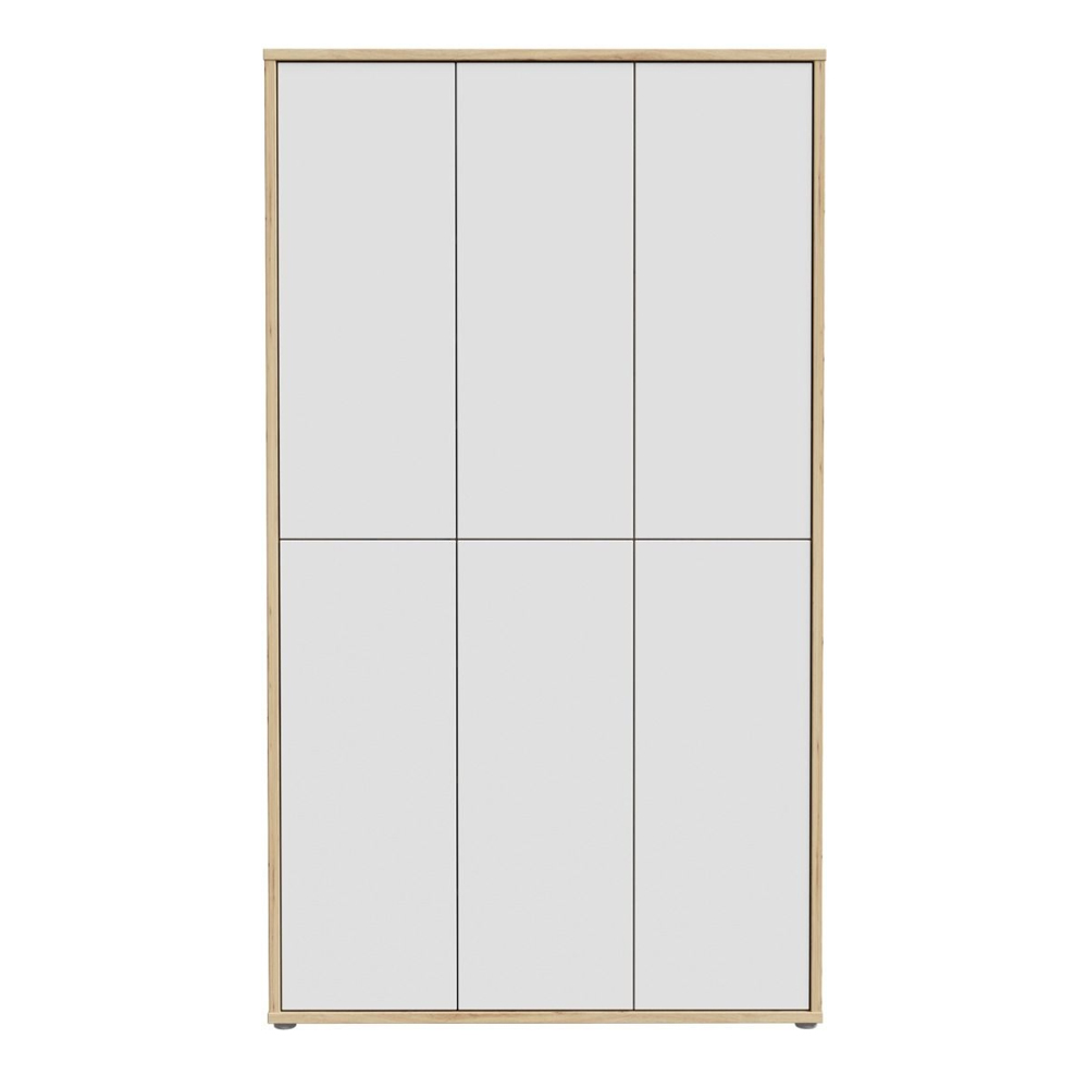 Ansley Wooden Shoe Storage Cabinet with 6 Light Grey Doors in Artisan Oak