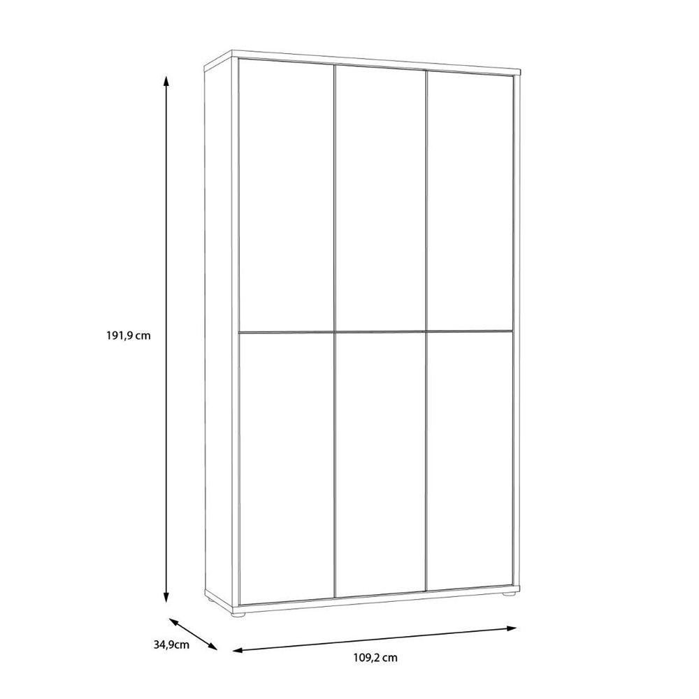 Ansley Wooden Shoe Storage Cabinet with 6 Light Grey Doors in Artisan Oak
