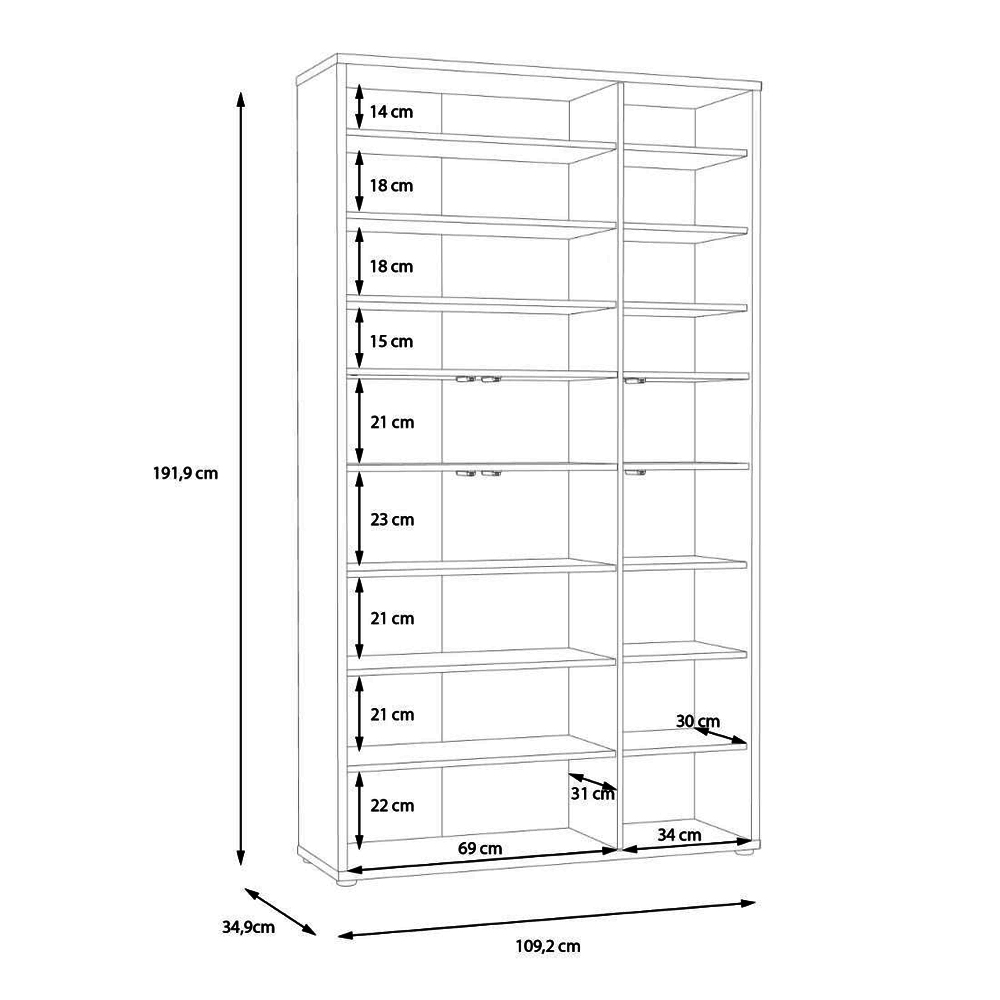 Ansley Wooden Shoe Storage Cabinet with 6 Sage Green Doors in Artisan Oak