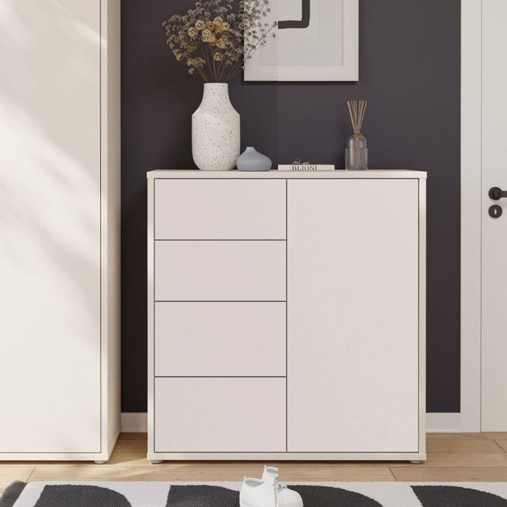 Ansley Wooden Sideboard with 1 Door 4 Drawers in Sand