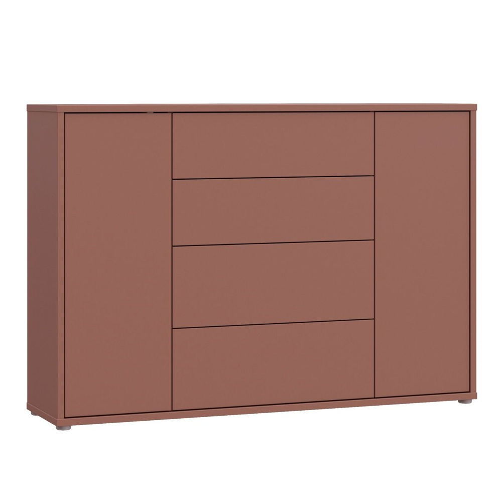 Ansley Wooden Sideboard with 2 Doors 4 Drawers in Terracotta